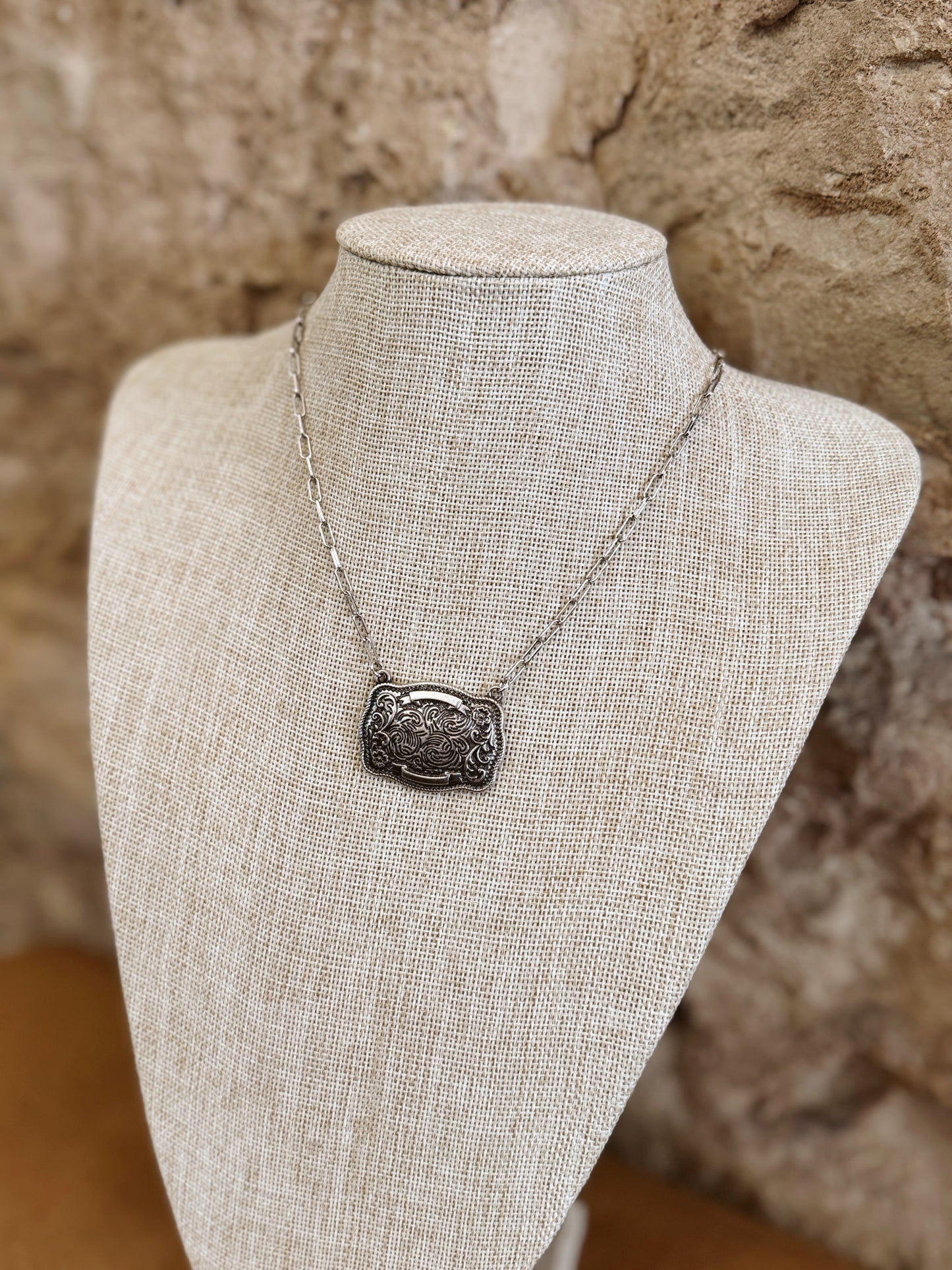 Western Belt Buckle Necklace