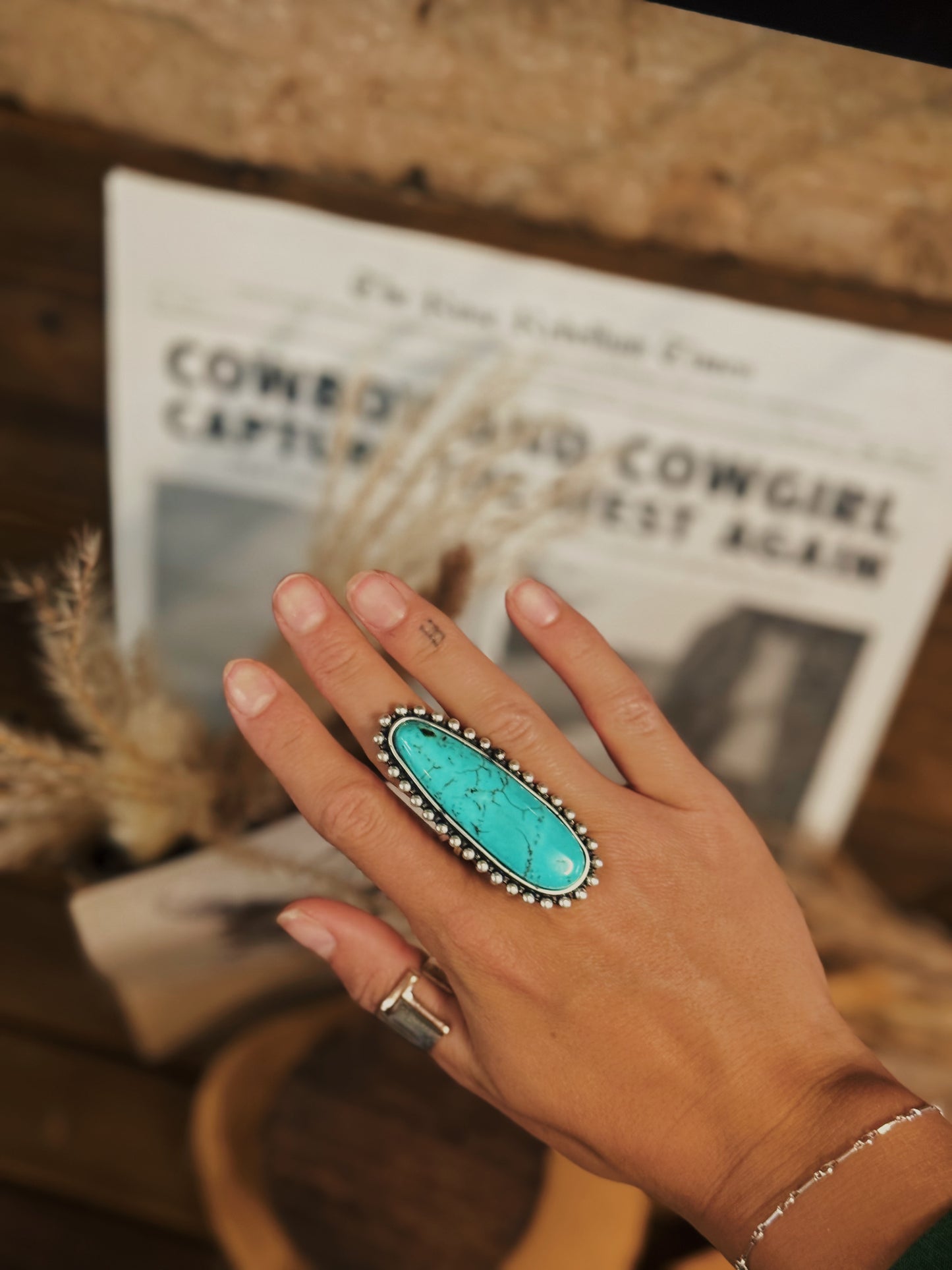 Turquoise & Studs Ring