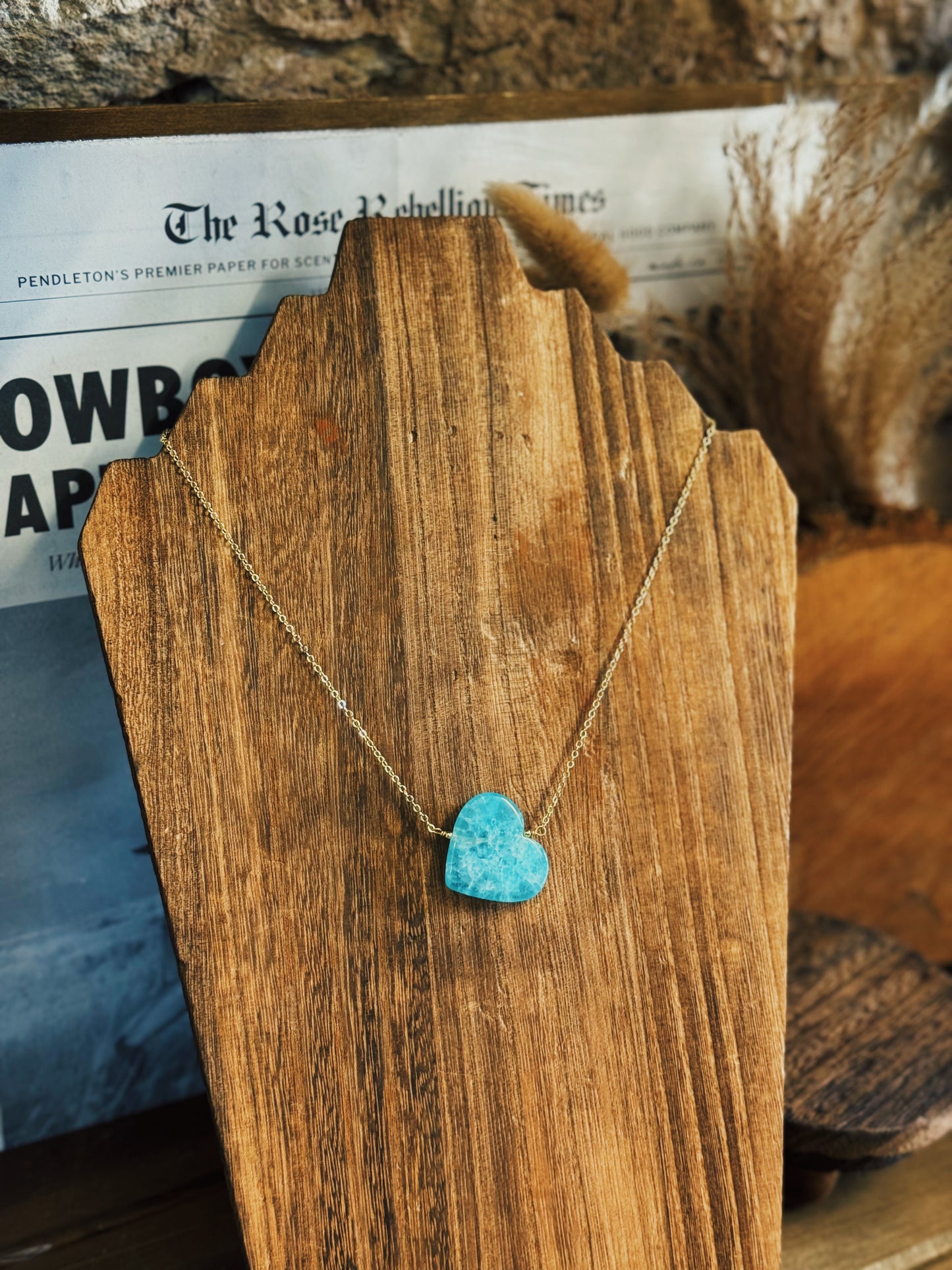 The Birdie Blue Heart Necklace