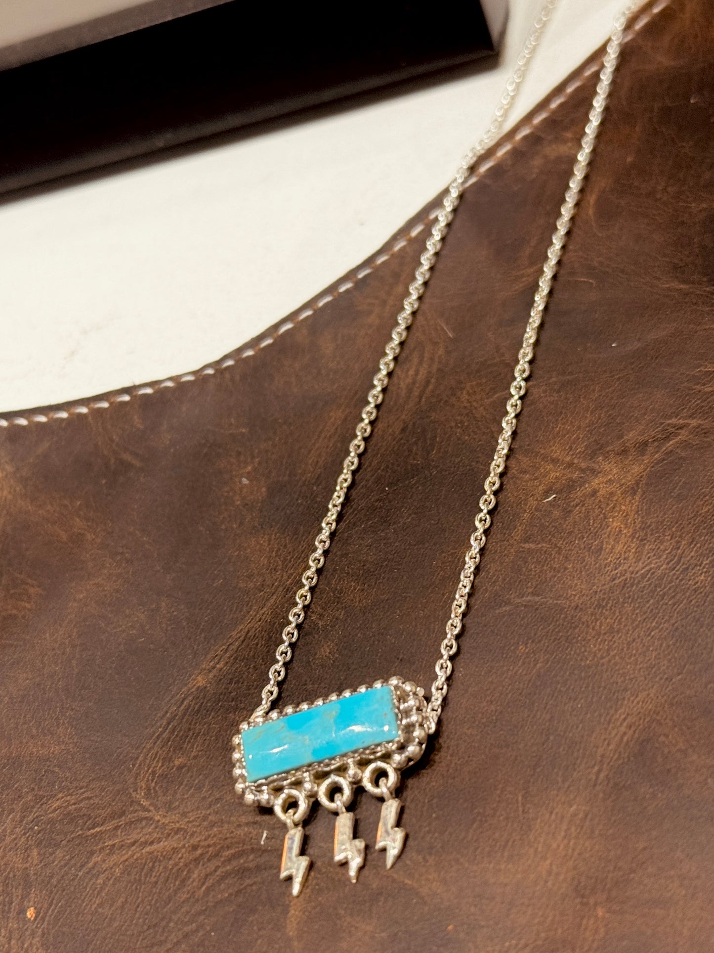 Authentic Turquoise Bolt Bar Necklace