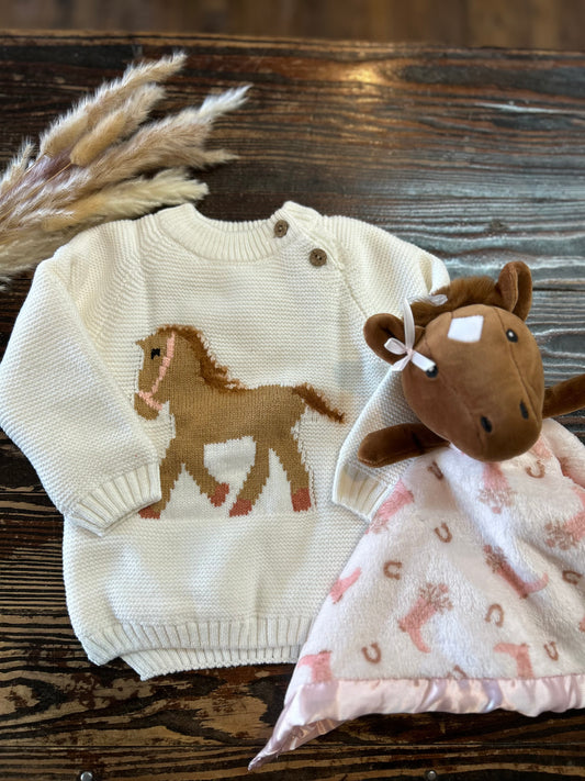 Western Horse Knit Baby Sweater