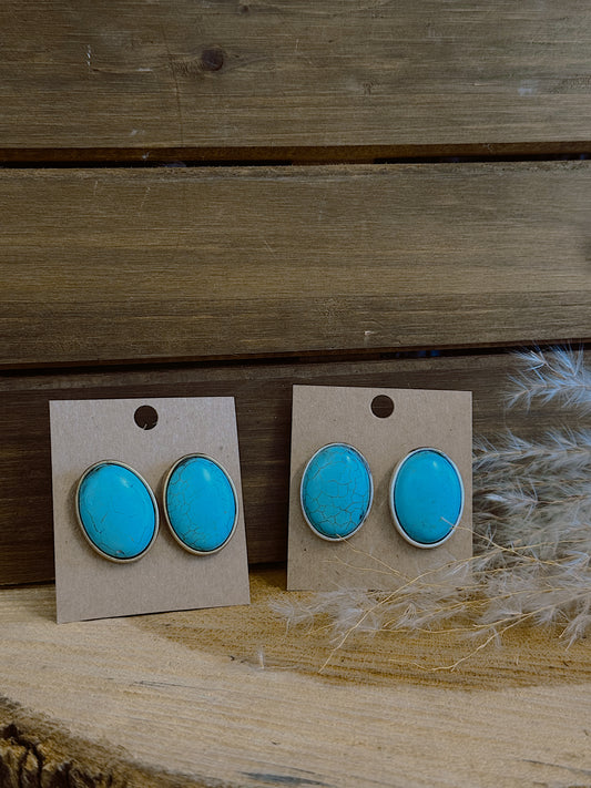 Oval Turquoise Smooth Studs