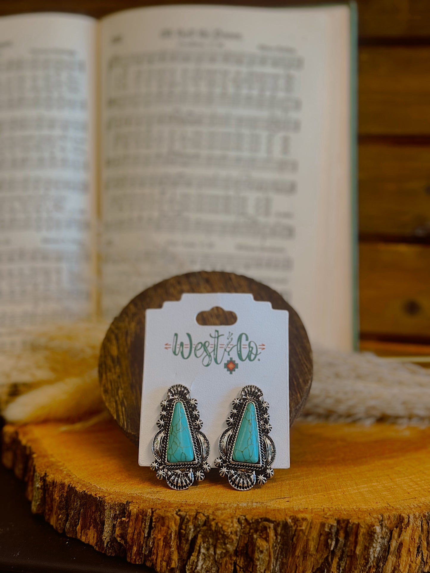 Turquoise Triangle Post Earrings