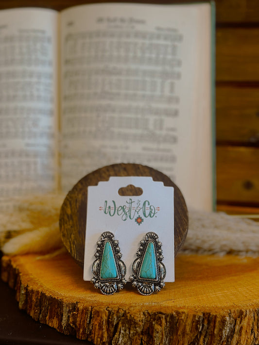 Turquoise Triangle Post Earrings