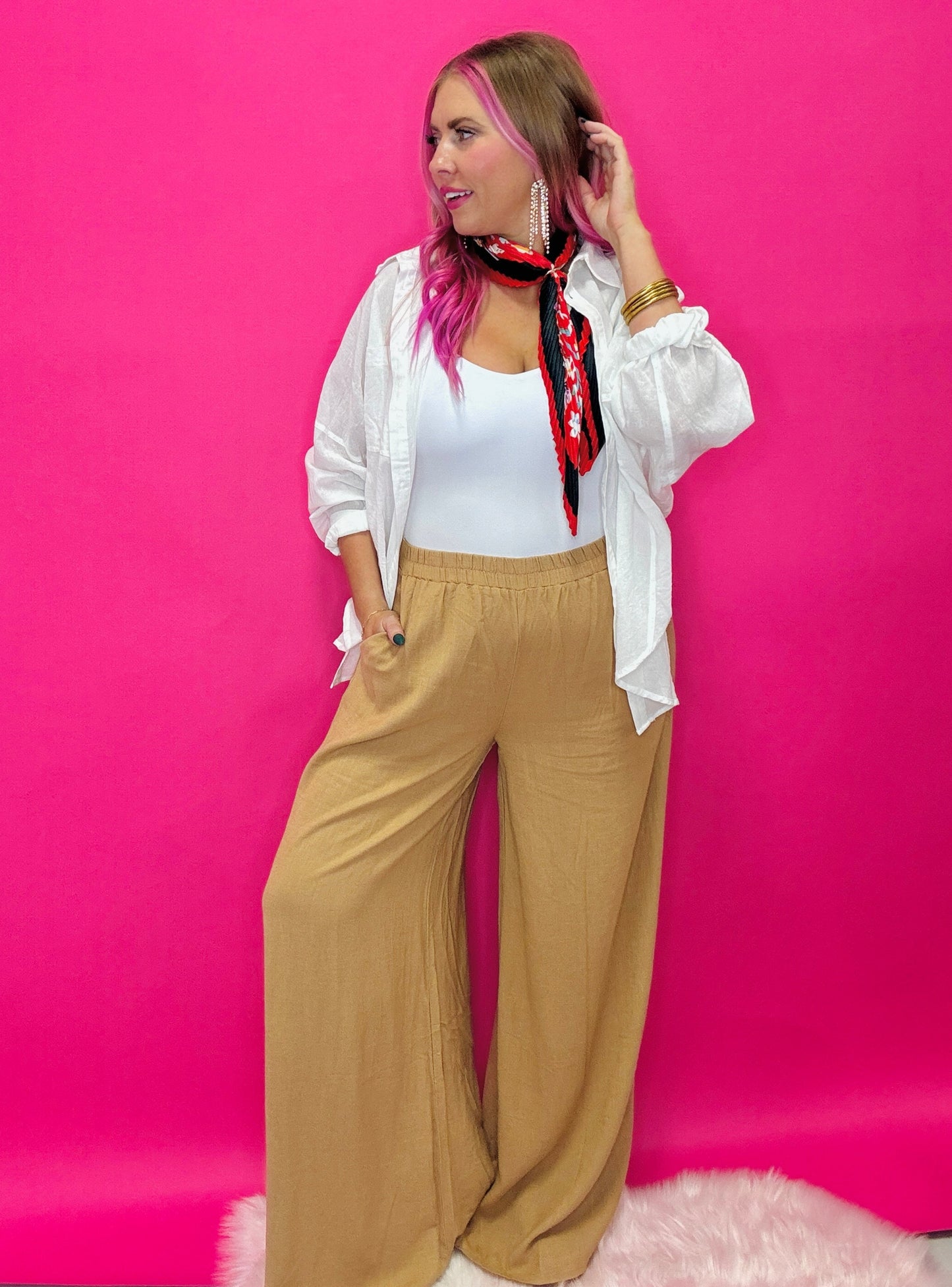 The Nicole Linen Blend Wide Leg Pants