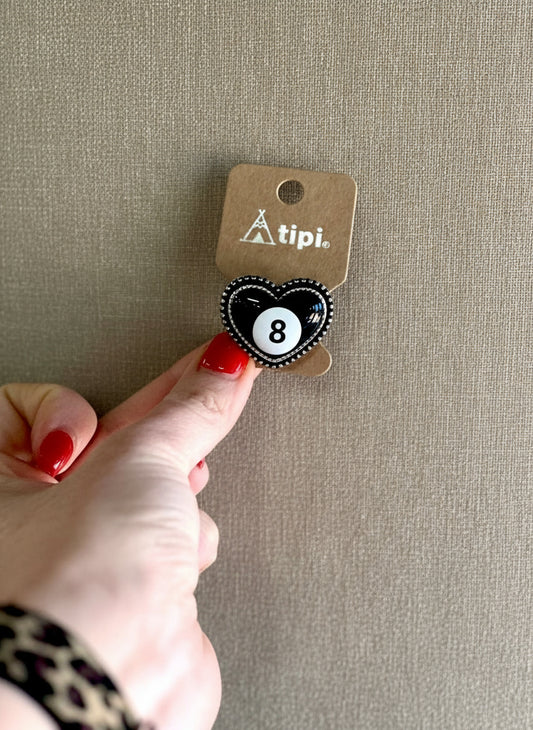 Heart 8 Ball Cuff Ring