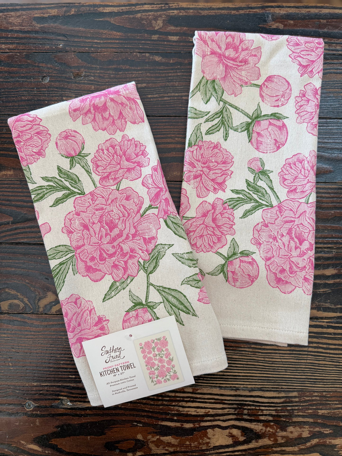 Peony Pattern Kitchen Towel