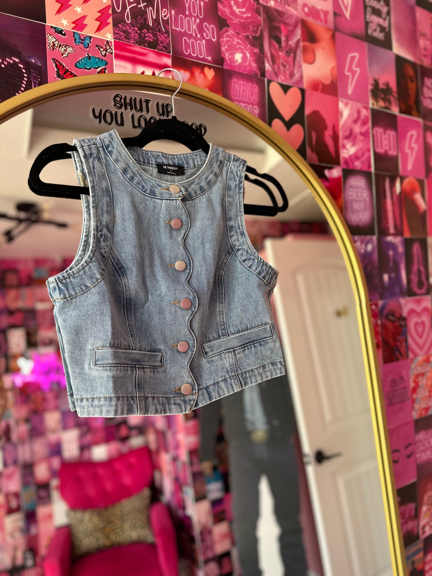 Scalloped Sweetheart Denim Vest