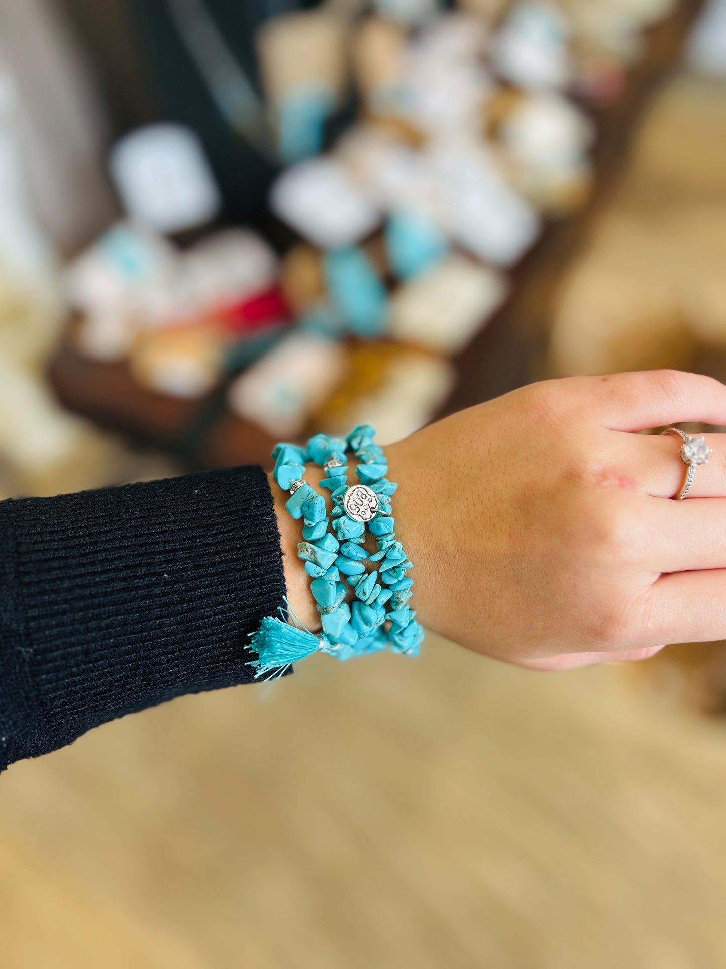 The Triple Turquoise Stone Stackable Bracelet