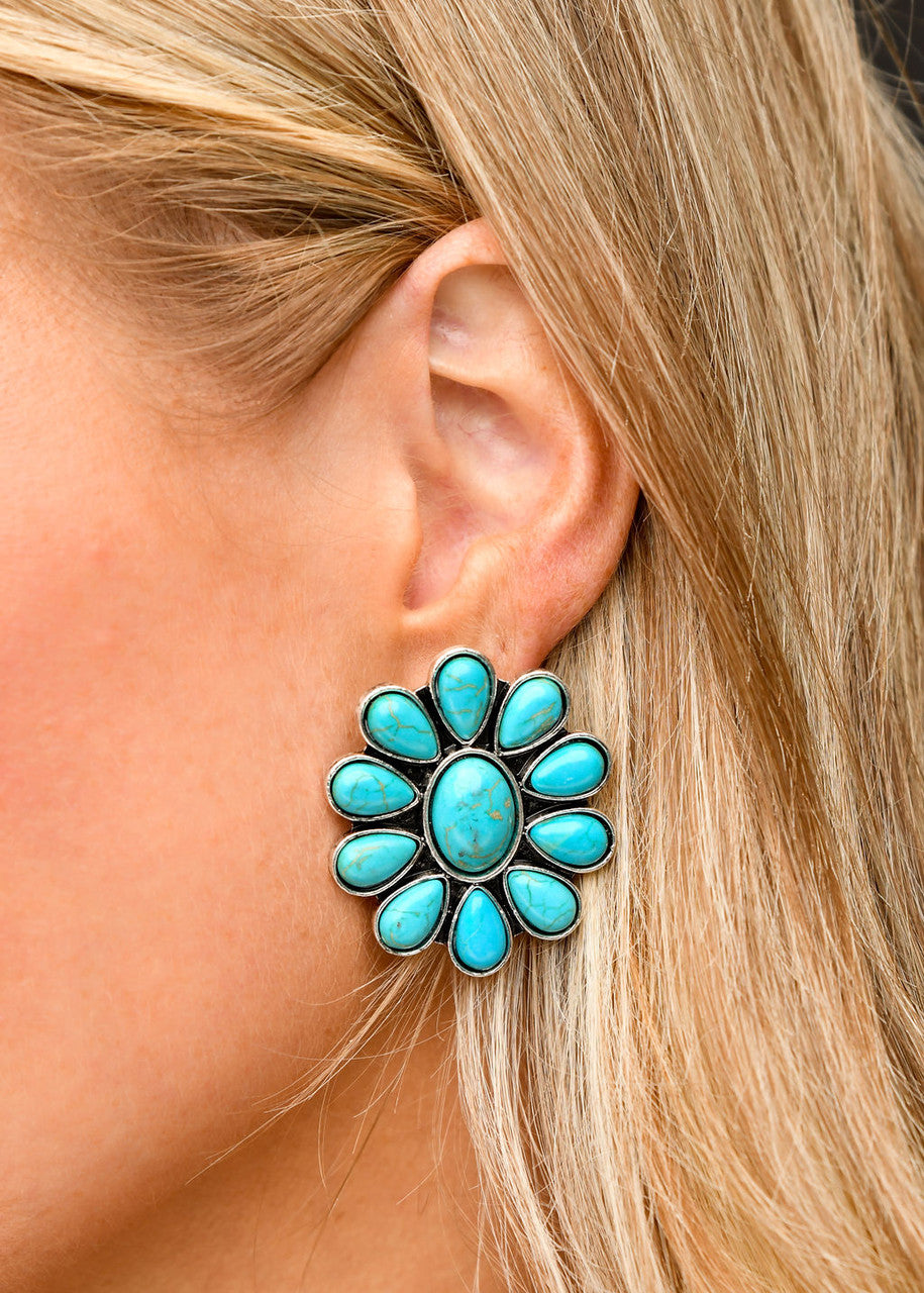 The Ashley Flower Concho Earrings