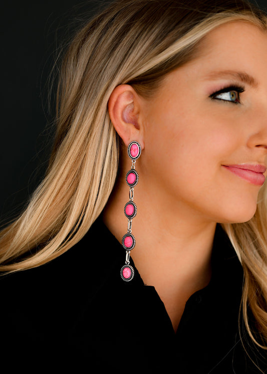 Pink Lariat Earrings