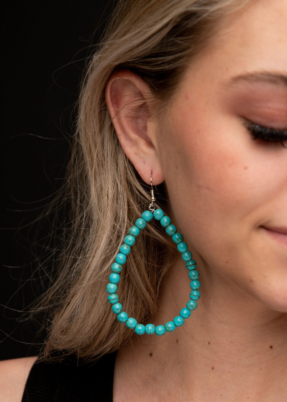 The Myra Turquoise Beaded Hoop Earrings