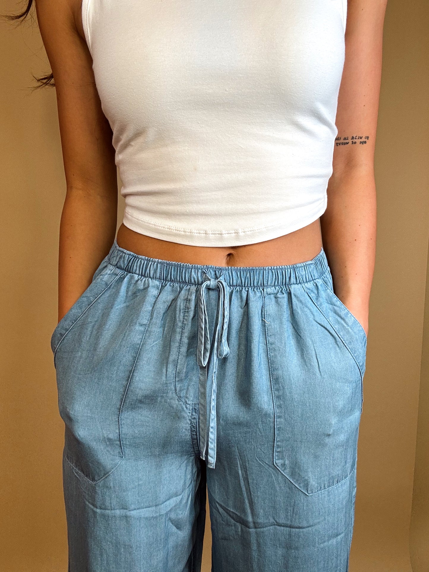 Chambray Belle Drawstring Pants