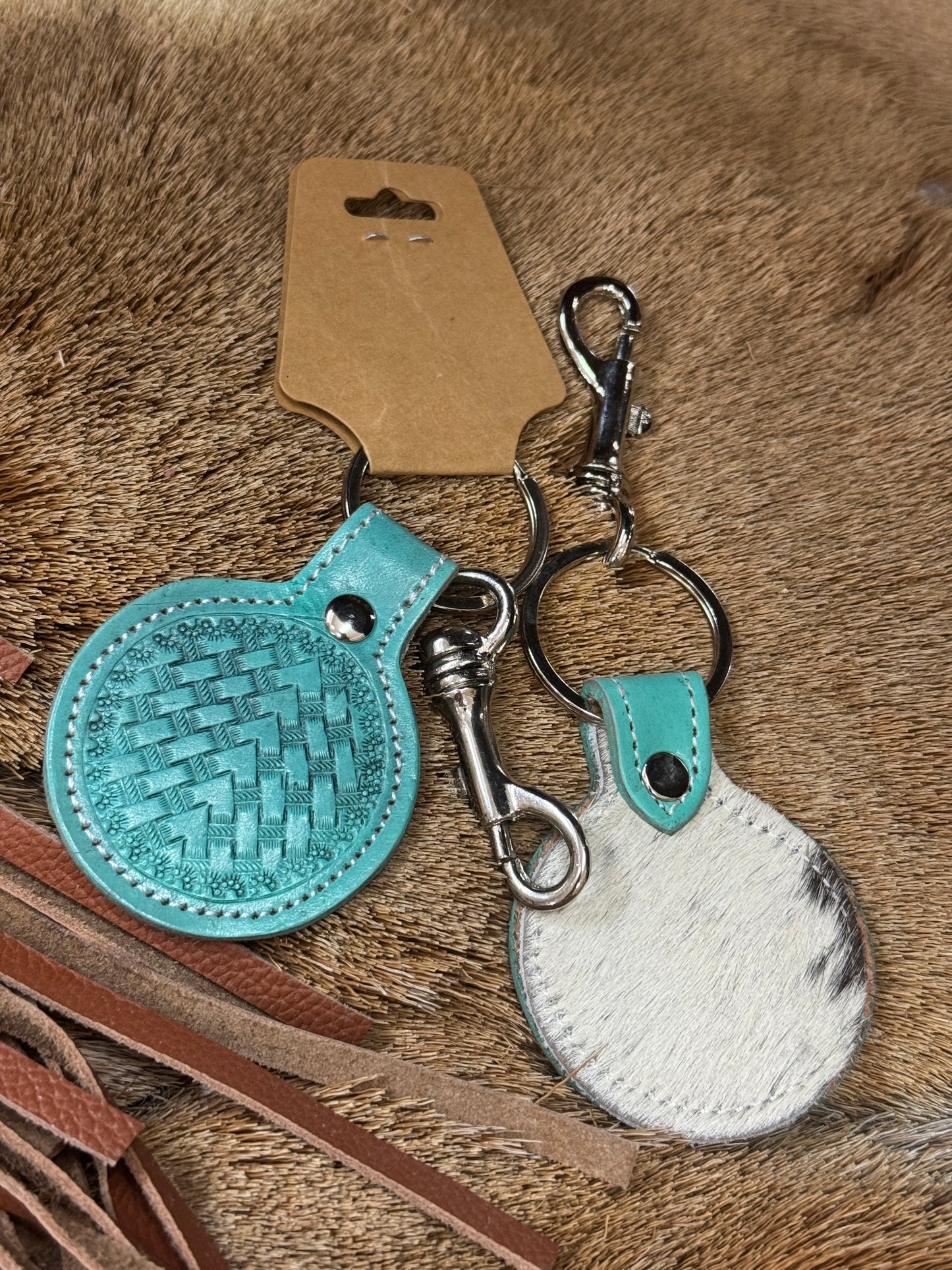 Turquoise Tooled Keychain