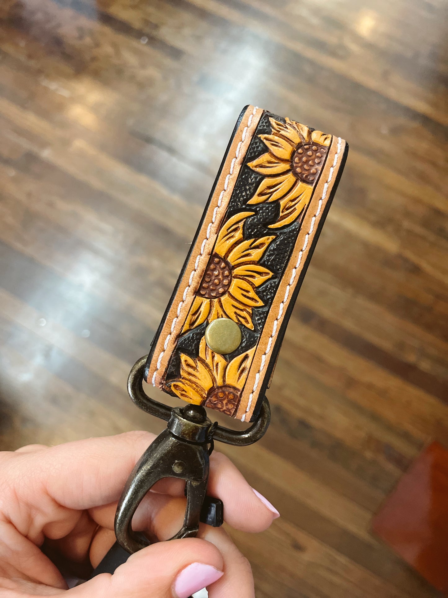 Terry Tooled Leather Keychain