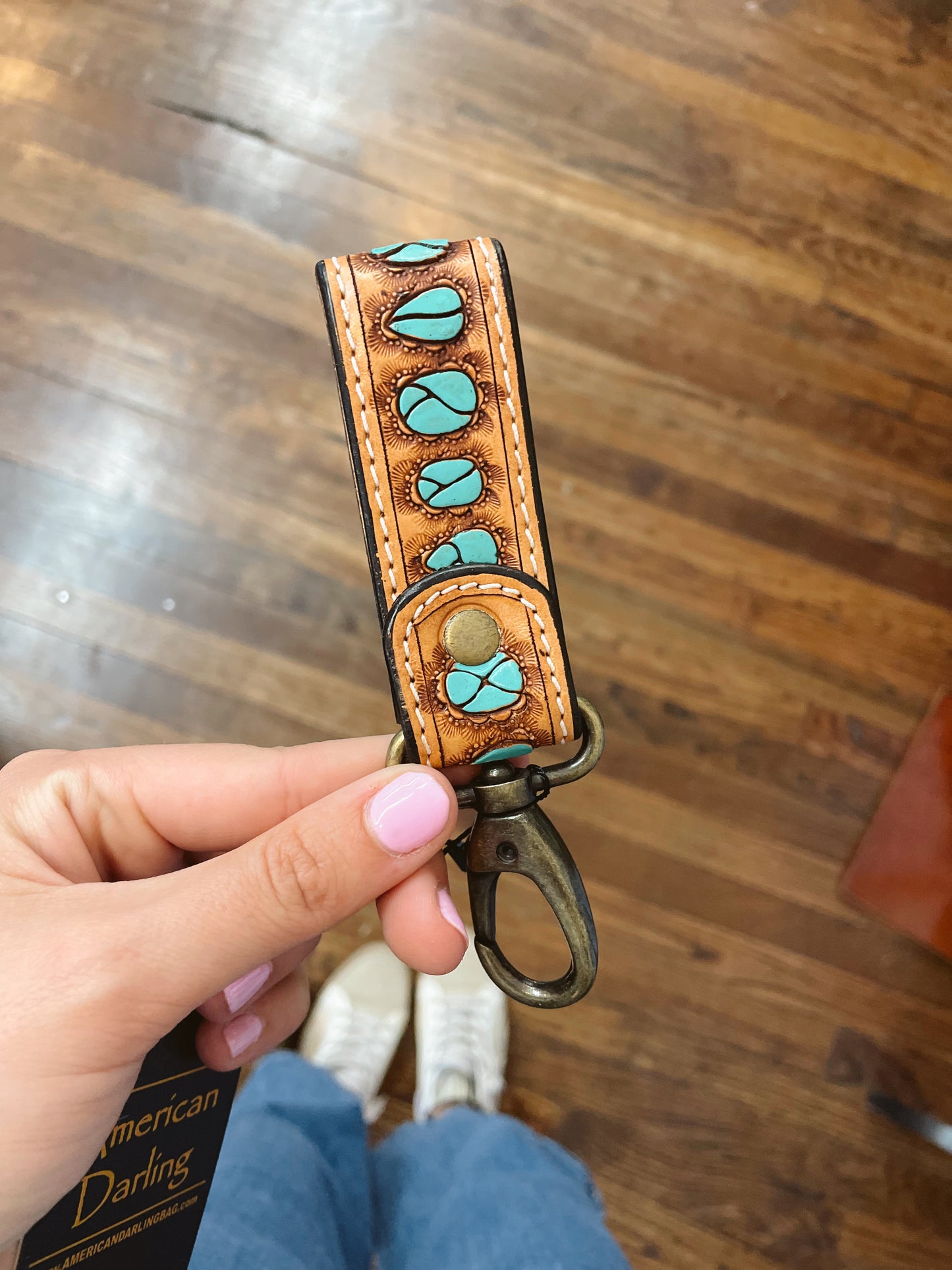 Terry Tooled Leather Keychain