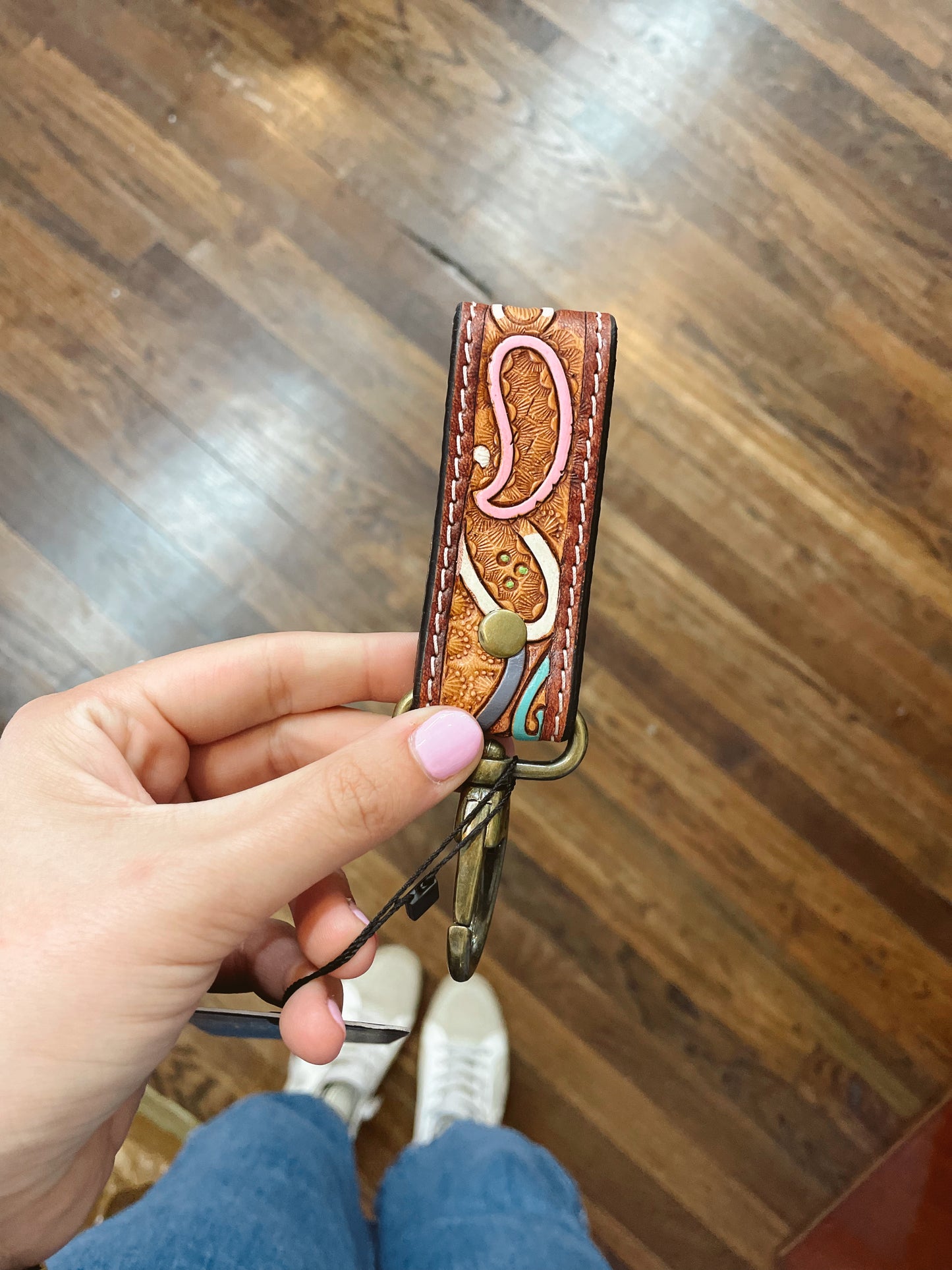 Terry Tooled Leather Keychain