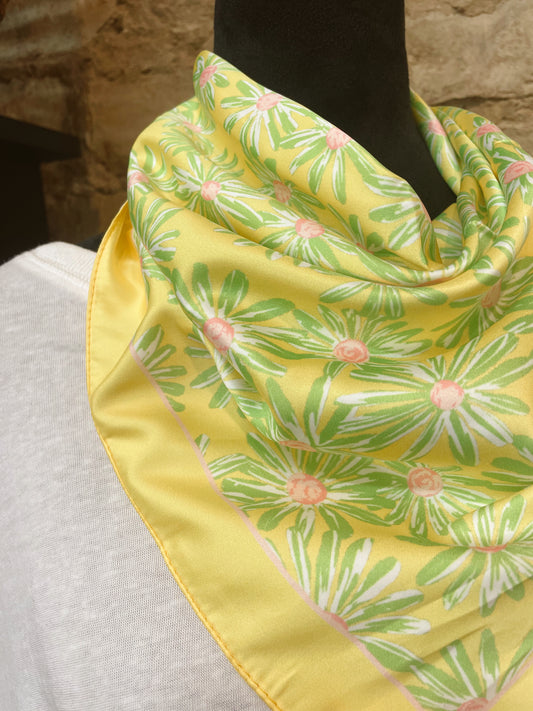 Retro Yellow Print Silky Bandana