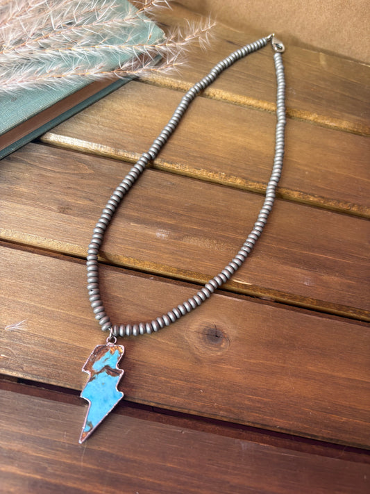 Marbled Lightening Bolt Necklace