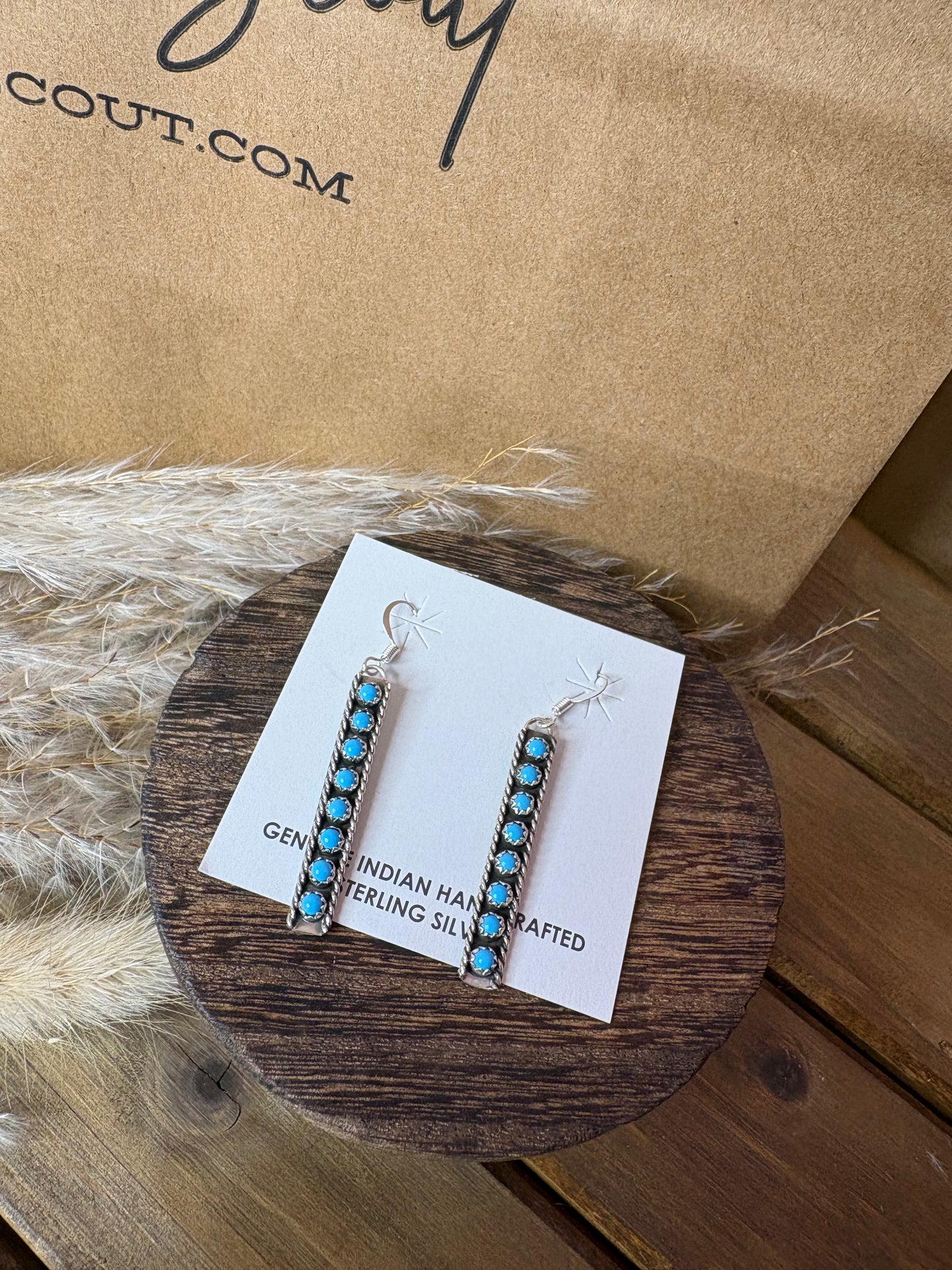 Authentic Turquoise Stone Bar Earrings