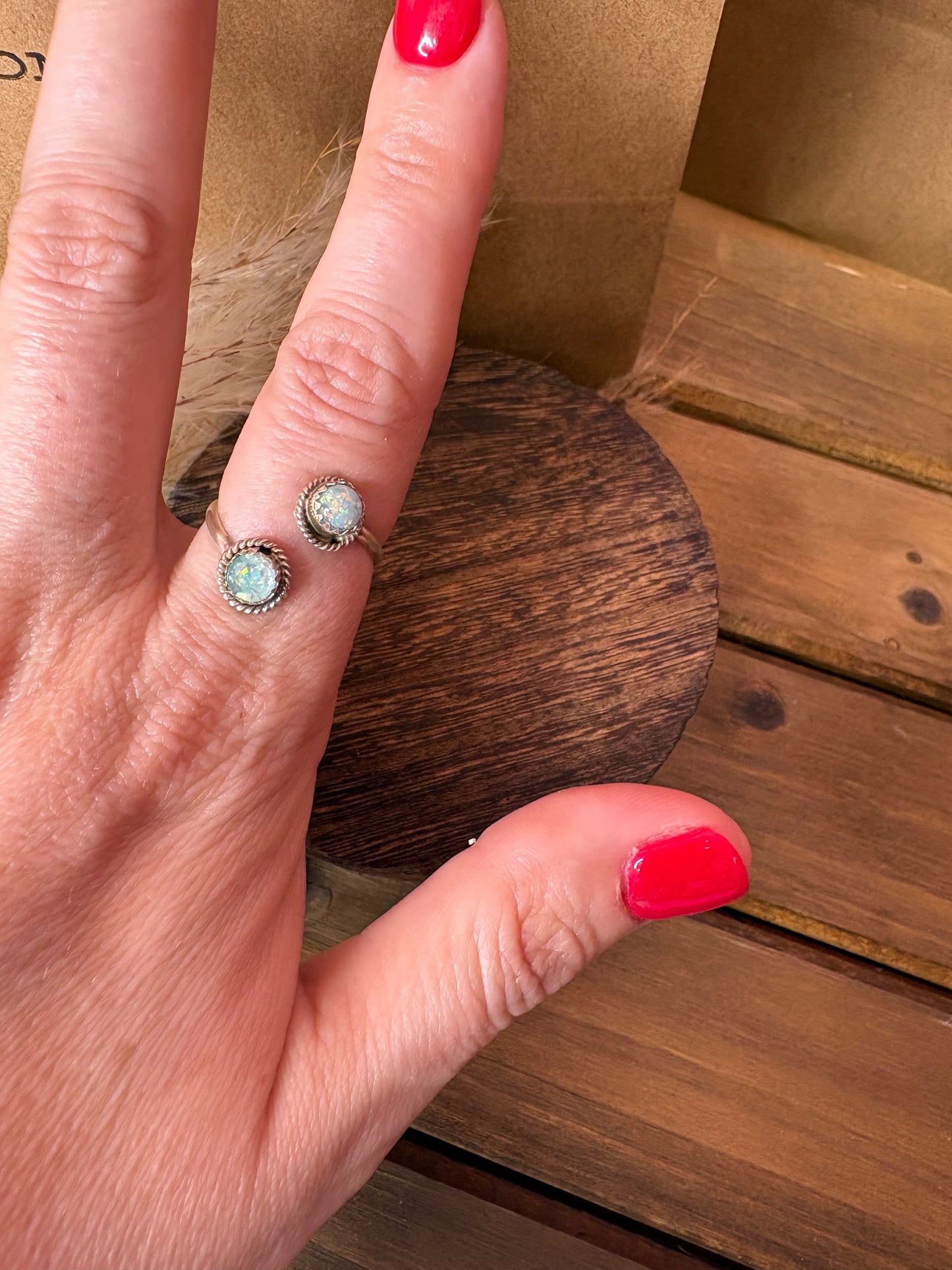 Authentic Esther Opal Adjustable Ring