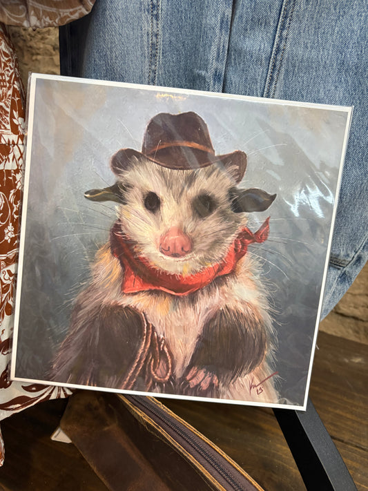Indiana Jones Cowboy Opossom Print
