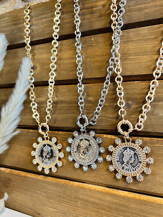Queen Liz Coin Necklace