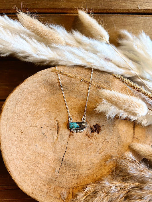 White Buffalo/Turquoise Bar Necklace