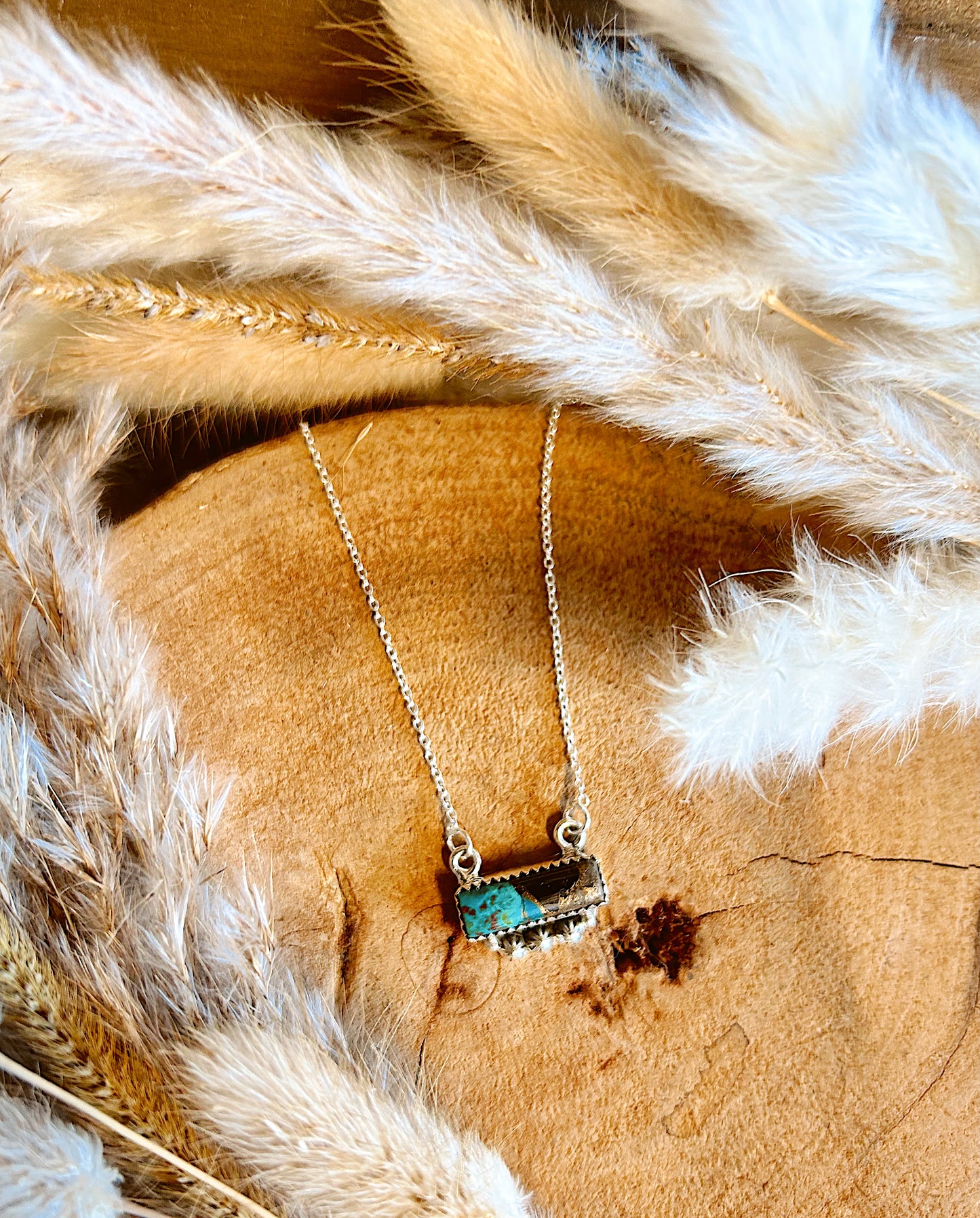 White Buffalo/Turquoise Bar Necklace