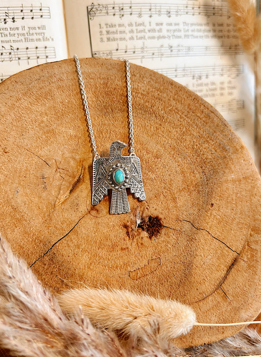 Kingman Turquoise Thunderbird Necklace