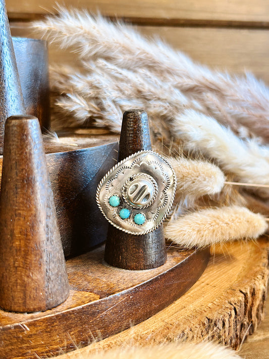 Cowboy Hat Kingman Turquoise Ring