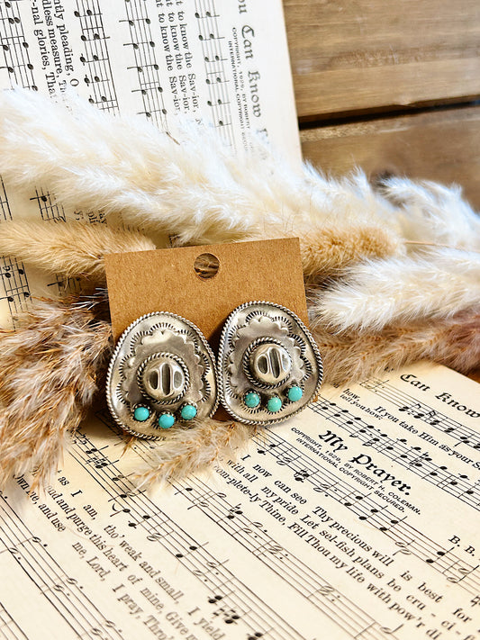Cowboy Hat Kingman Turquoise Earrings
