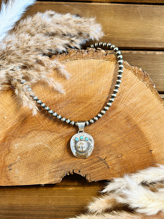 Cowboy Hat Kingman Turquoise Pendant Necklace