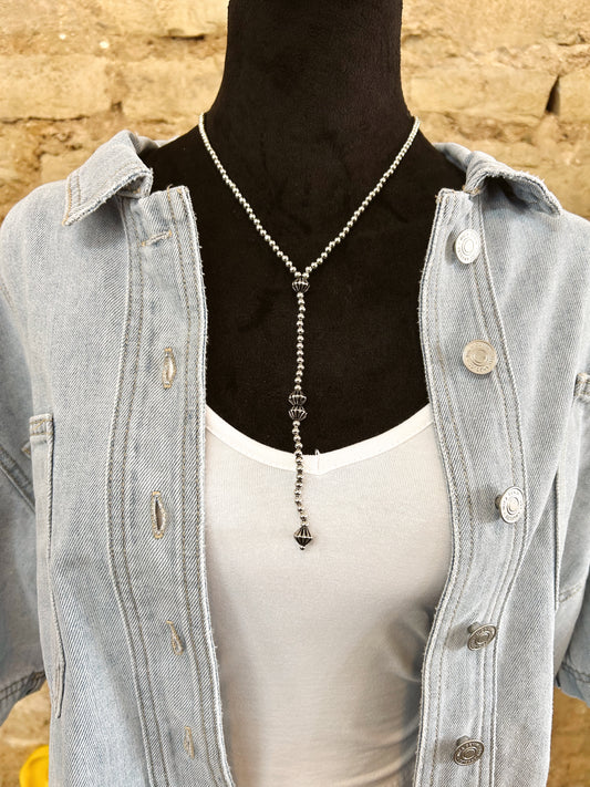 The Golden Beaded Y Necklace