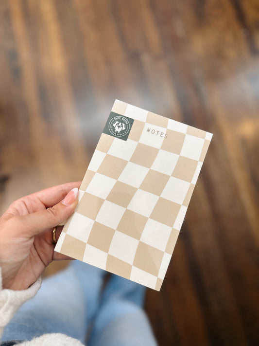 Cream Checkered Notepad
