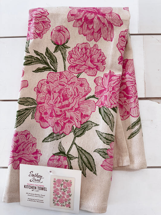 Peony Pattern Kitchen Towel