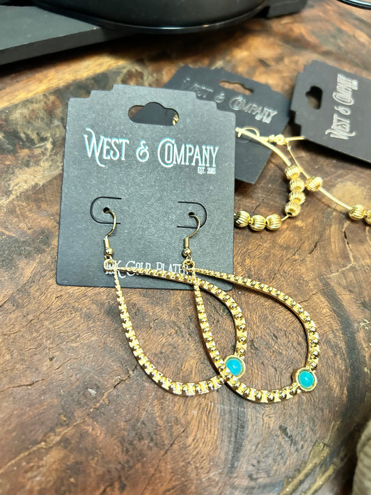 The Turquoise Hammered Teardrops 14k Earrings