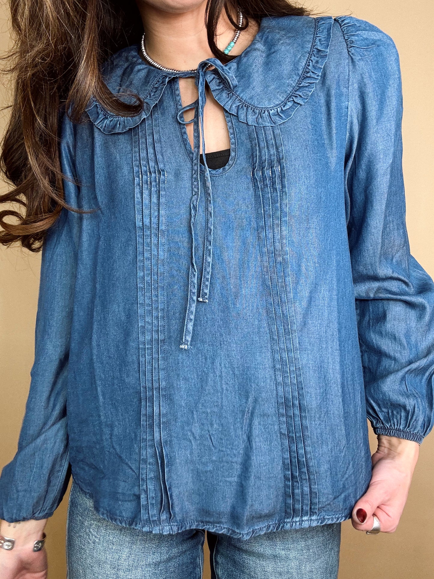 The Sweetheart Denim Blouse
