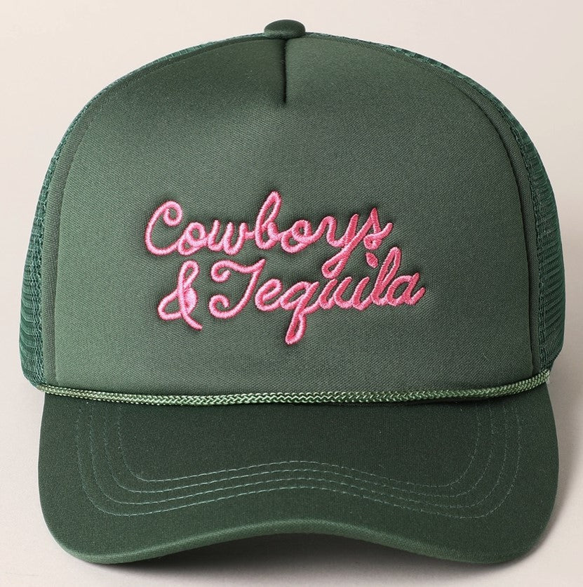 Cowboys & Tequila Embroidered Trucker Cap