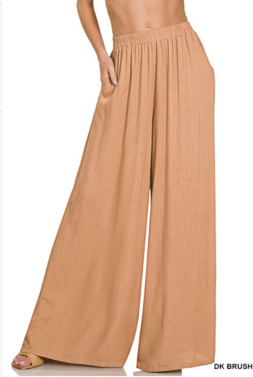 The Nicole Linen Blend Wide Leg Pants