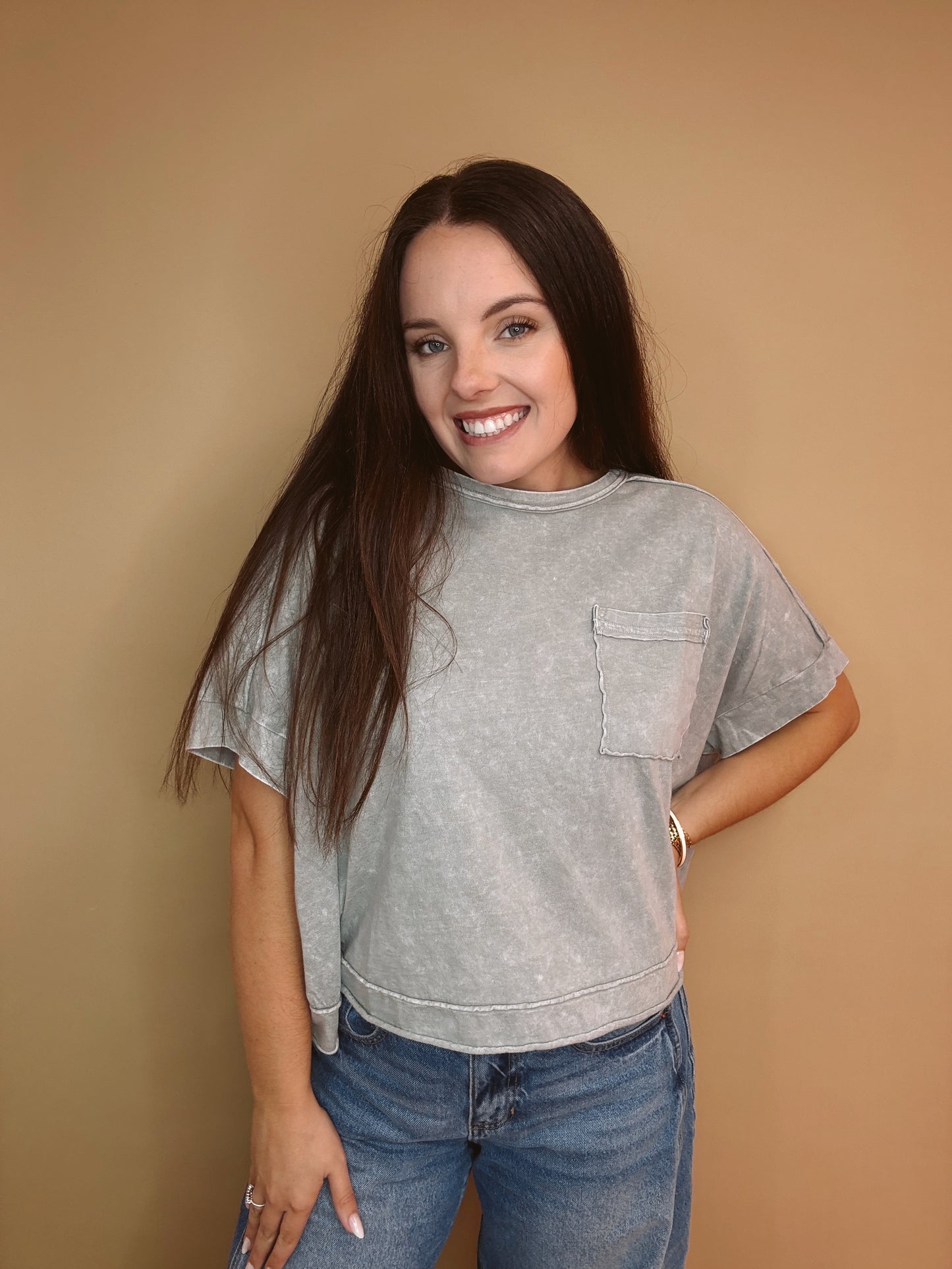 The Halo Washed Oversized Crop Tee