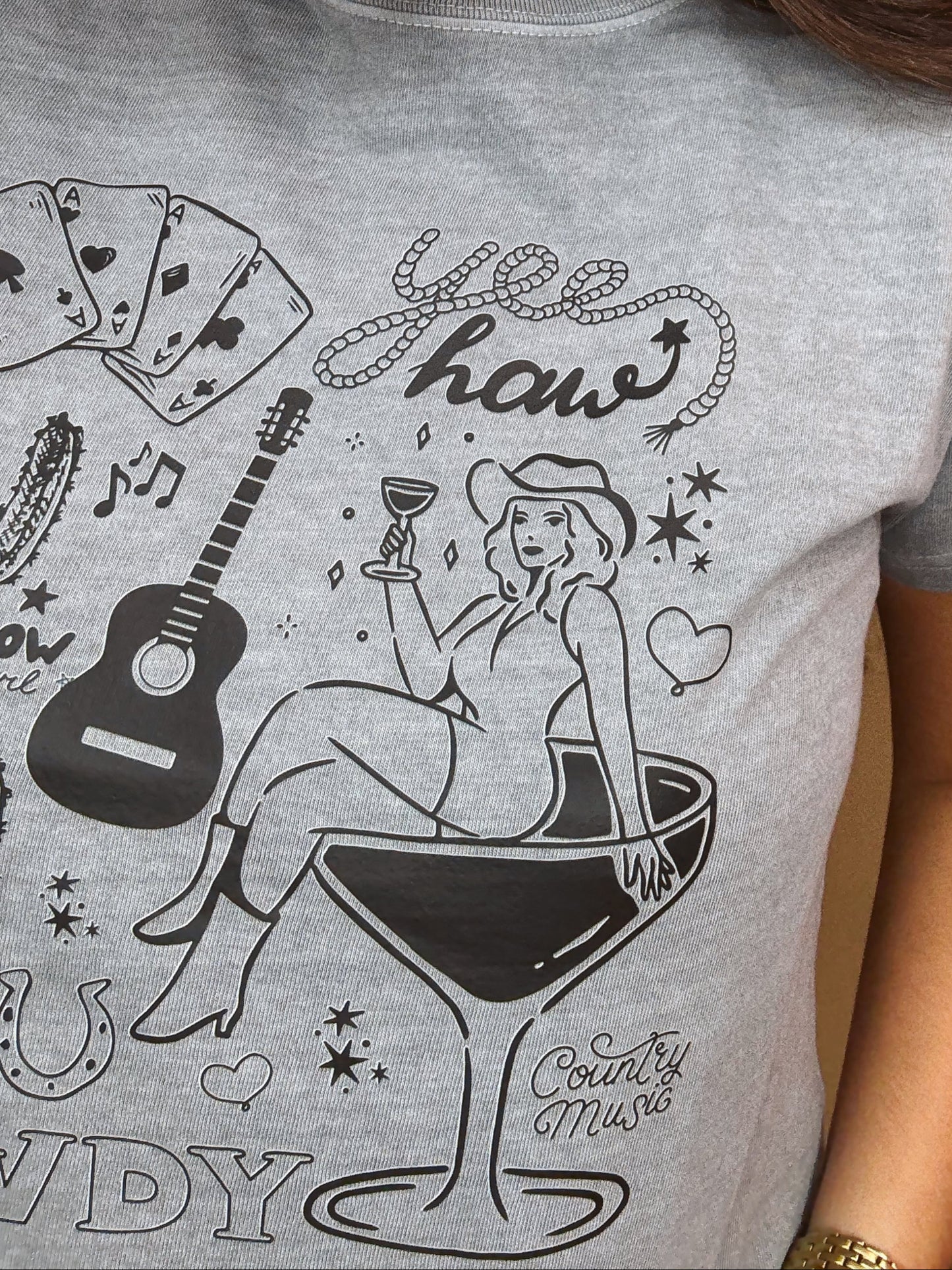 Western Martini Girl Baby Doll Tee