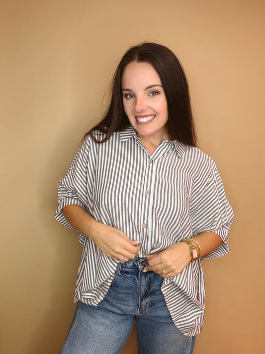The Harper Stripe Button Down Top