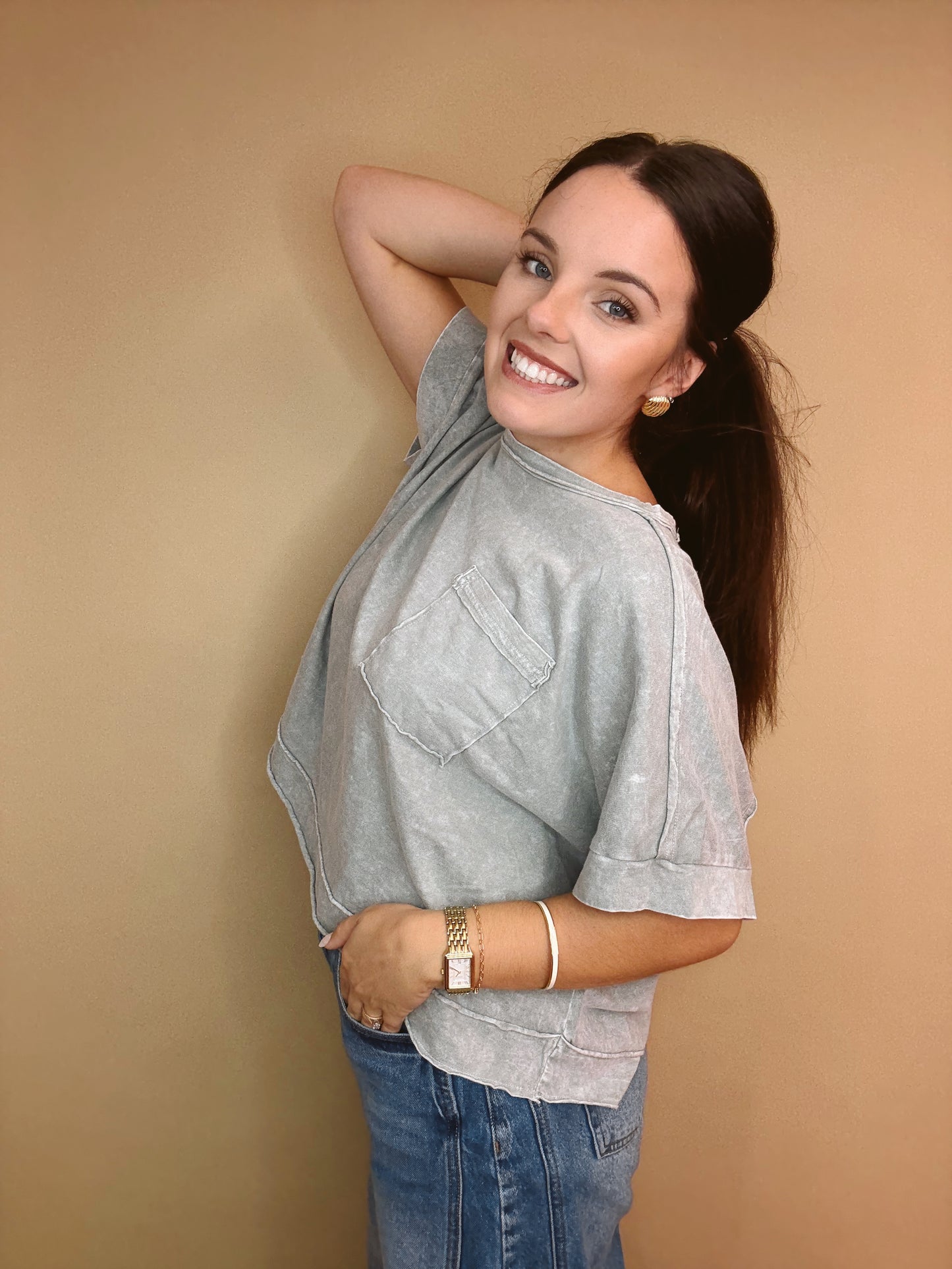 The Halo Washed Oversized Crop Tee