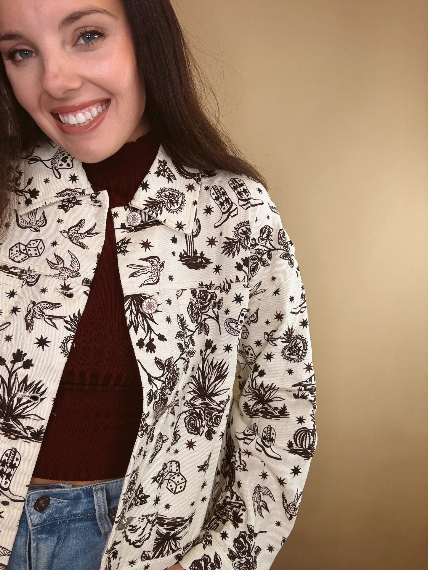 Cards On The Table Western Denim Jacket