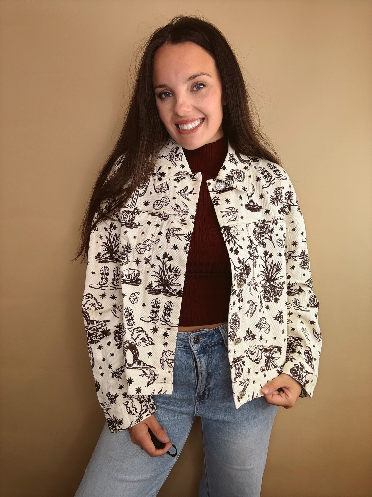 Cards On The Table Western Denim Jacket