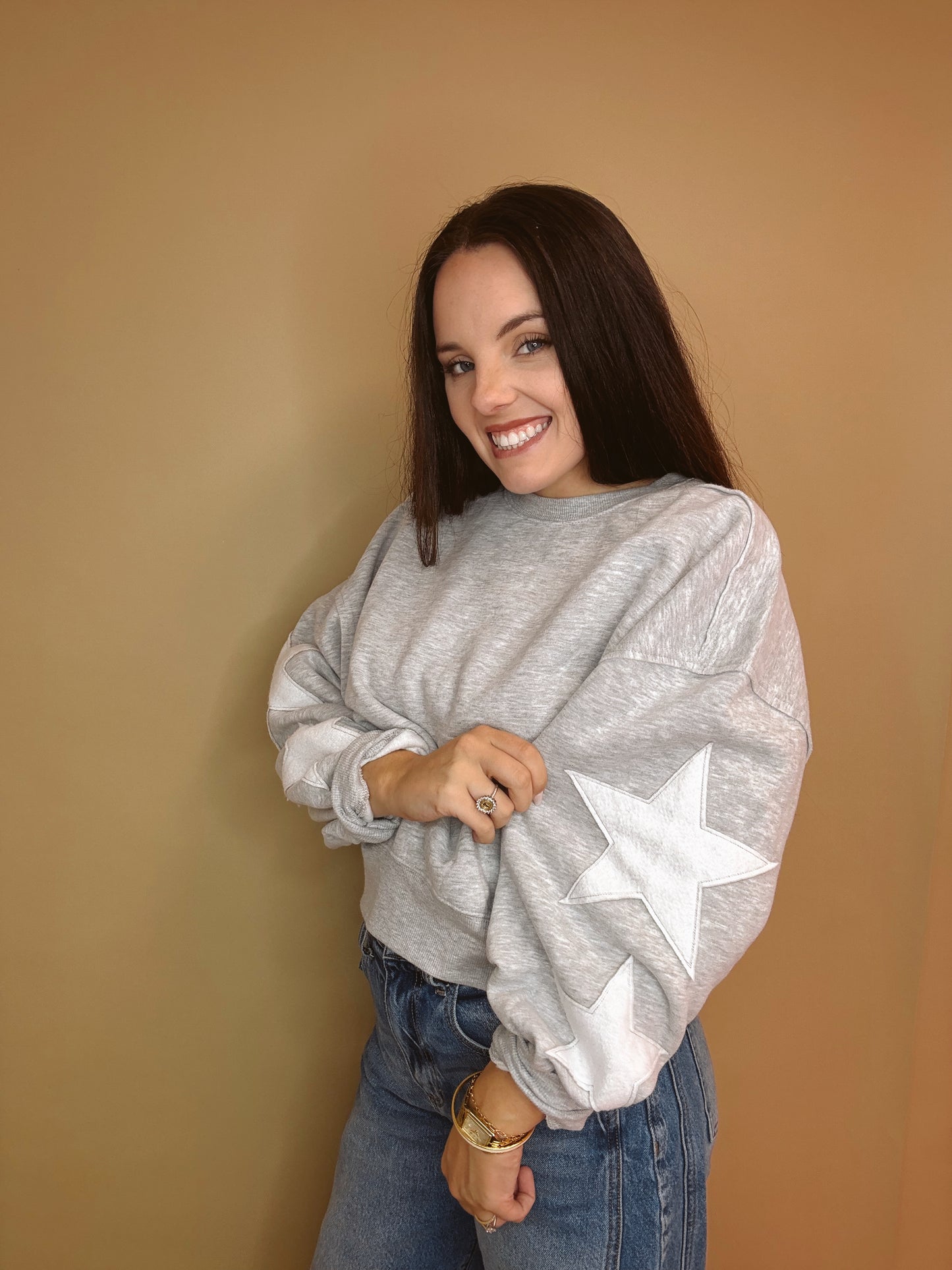 Starry Sleeve Crewneck Sweater