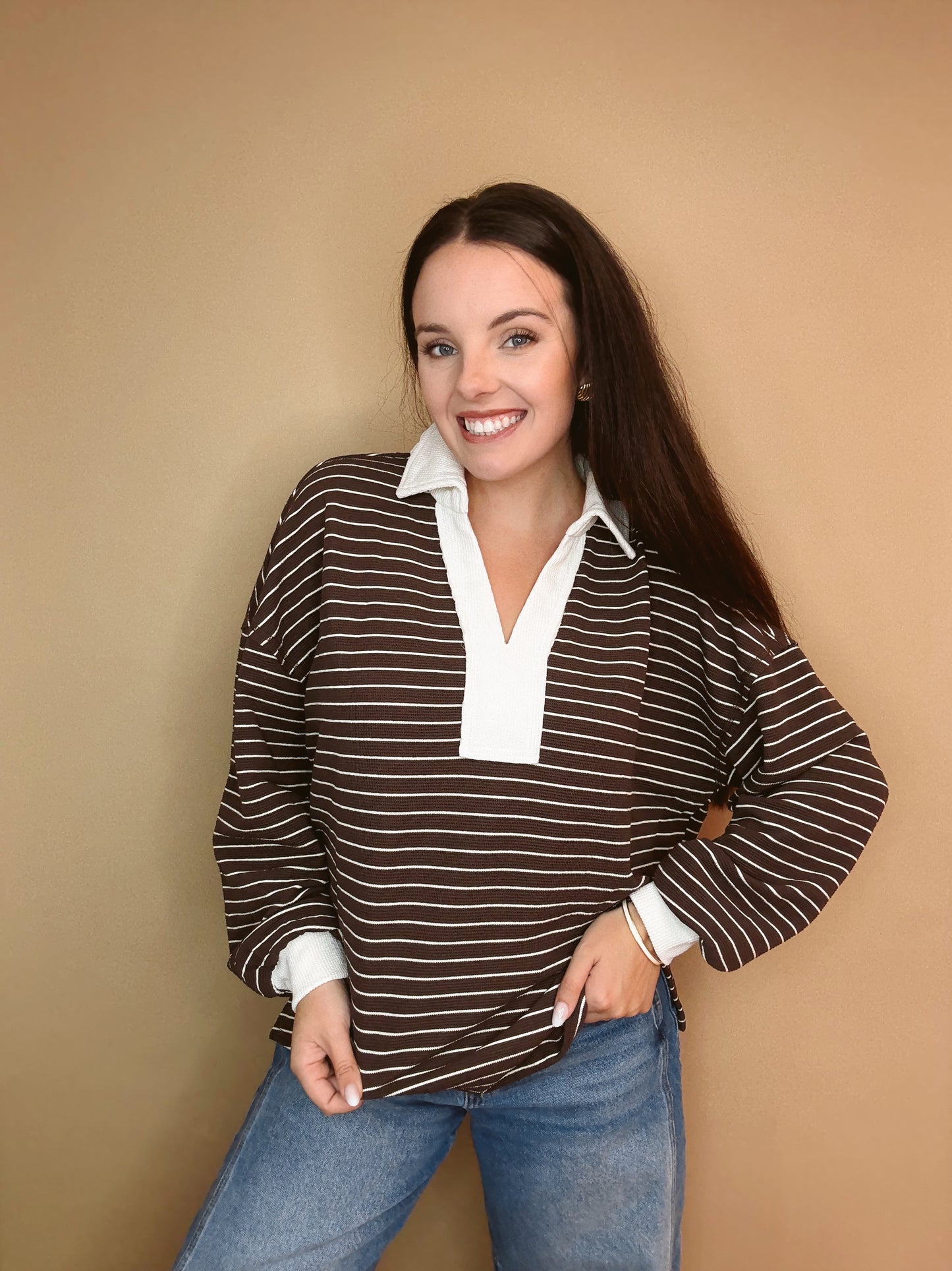 The Ellis Stripe Collared Pullover