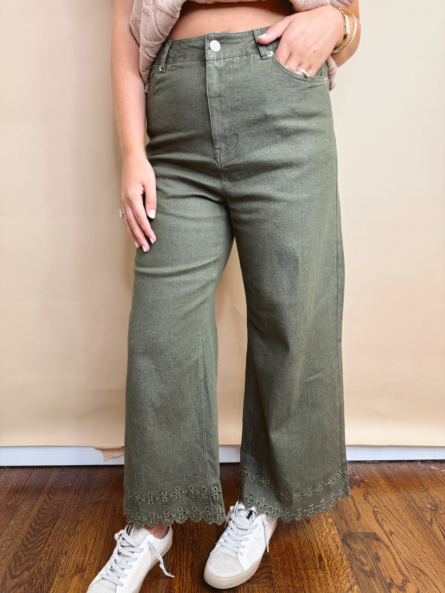 Pistachio Pop Embroidered Bottoms