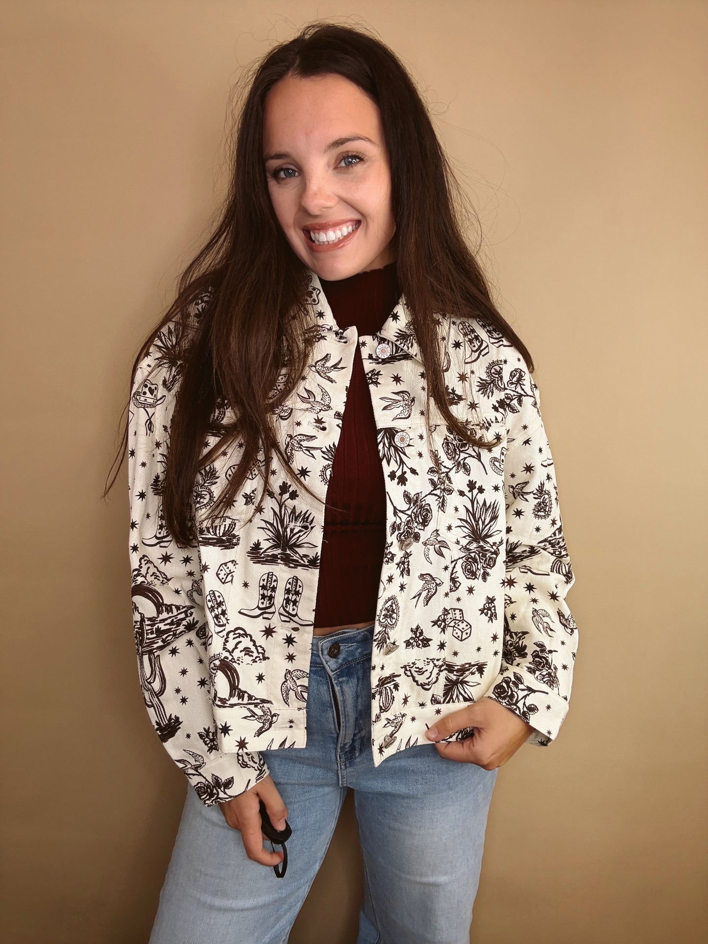 Cards On The Table Western Denim Jacket